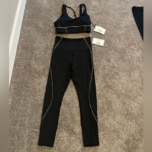 ZYIA *NEW* Black Gilded Light n Tight Top and Leggings - XS, tags still on